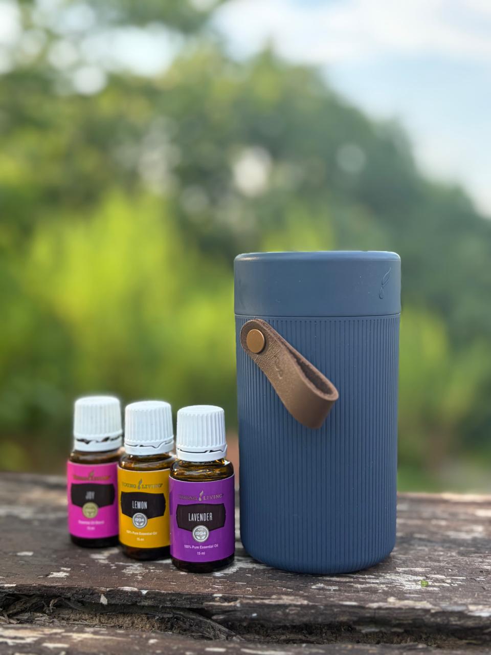 Young Living Wanderful Nebuliser Diffusor in Dunkelblau mit Lemon- und Lavender-Öl